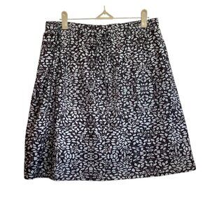 Coorun Athletic Skort Skirt Women Large Black White Leaf Print Pockets Tennis